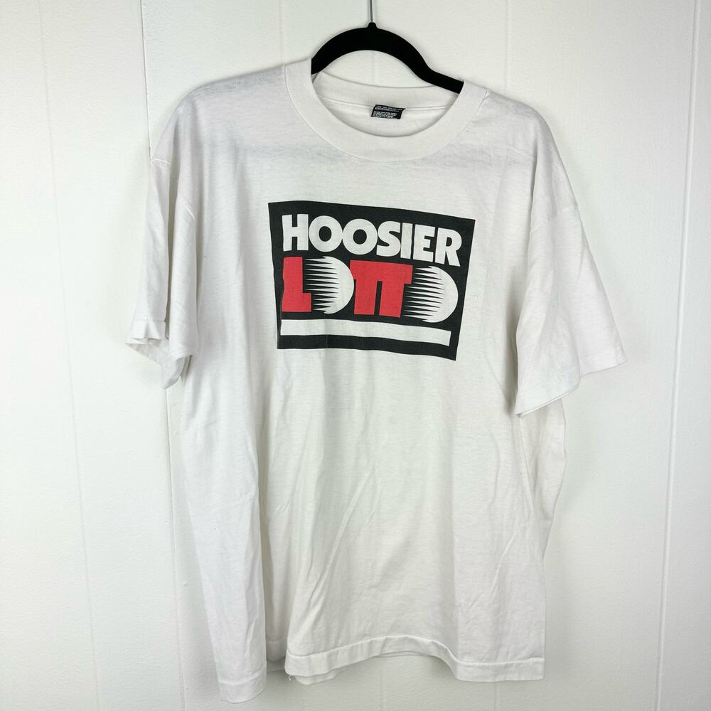 Vintage 90s Fruit of the Loom Hoosier Lotto Lottery Single Stitch USA Size XL